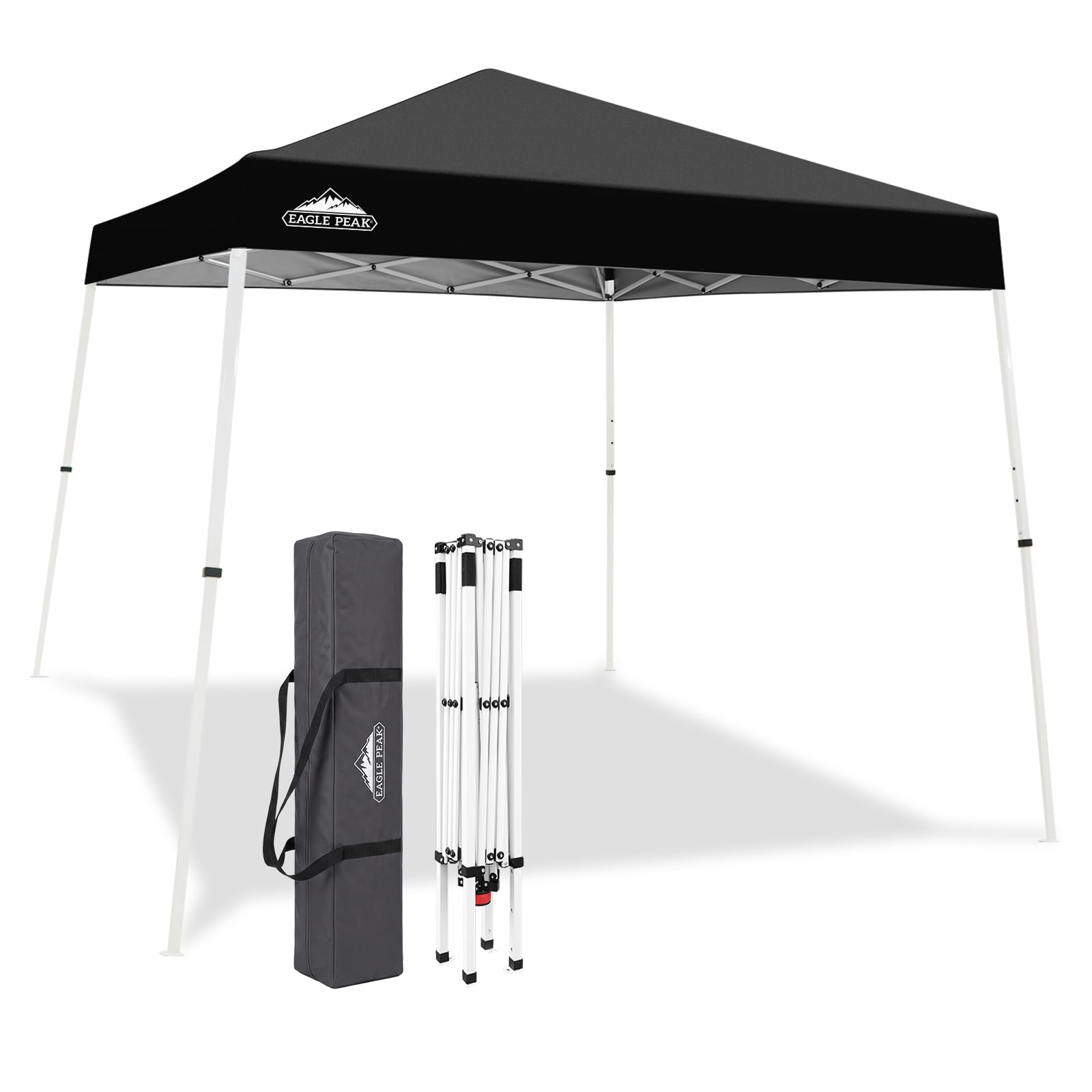 EAGLE PEAK Tienda de campaña desplegable con Patas inclinadas de 3 m x 3 m, toldo instantáneo para Exteriores, fácil instalación, Refugio Plegable, Color Negro