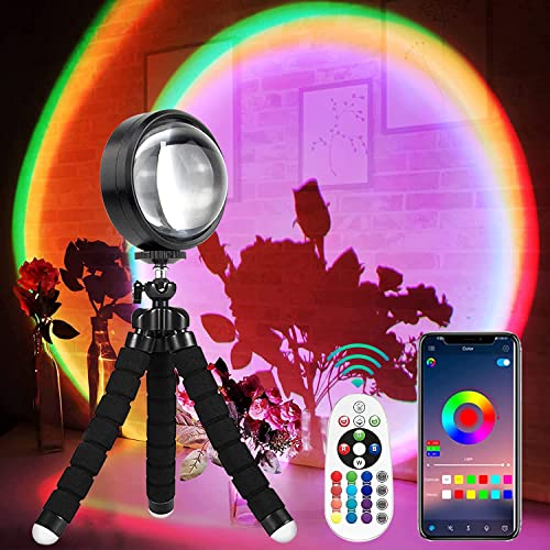 HeaHap Sonnenuntergangslampenprojektion, Fernbedienung, Mehrfarbenwechsel, Mehrere Modi, RGB LED Nachtlicht 360 Grad Drehung Cover