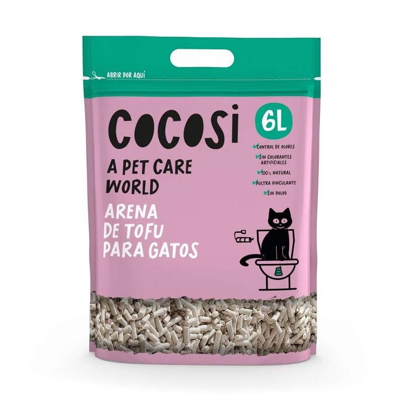 COCOSI Gourmet Fresh Food – Arena Lecho Vegetal de Tofu para Gatos, 6 L – 100 % Ingredientes Vegetales, Aglomerado Rápido, Sin Polvo, Biodegradable