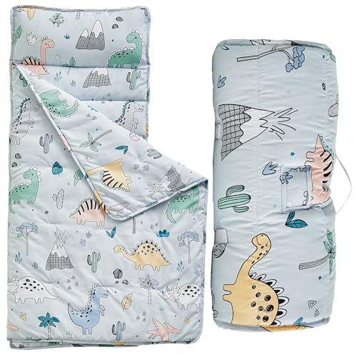 Image of Toddler Nap Mat with Removable Pillow,Ultra Soft Slumber Bags for Girls,Kids Sleeping Bags with Roll Up Design, Perfect for Preschool,Daycare,Kindergarten