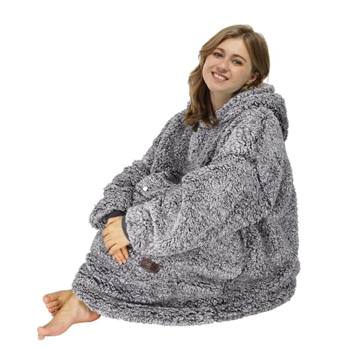 Image of Catalonia Oversized Hoodie Blanket Sweatshirt, Comfortable Sherpa Giant Pullover with Large Front Pocket for Adults Men Women Teenagers Wife Girlfriend