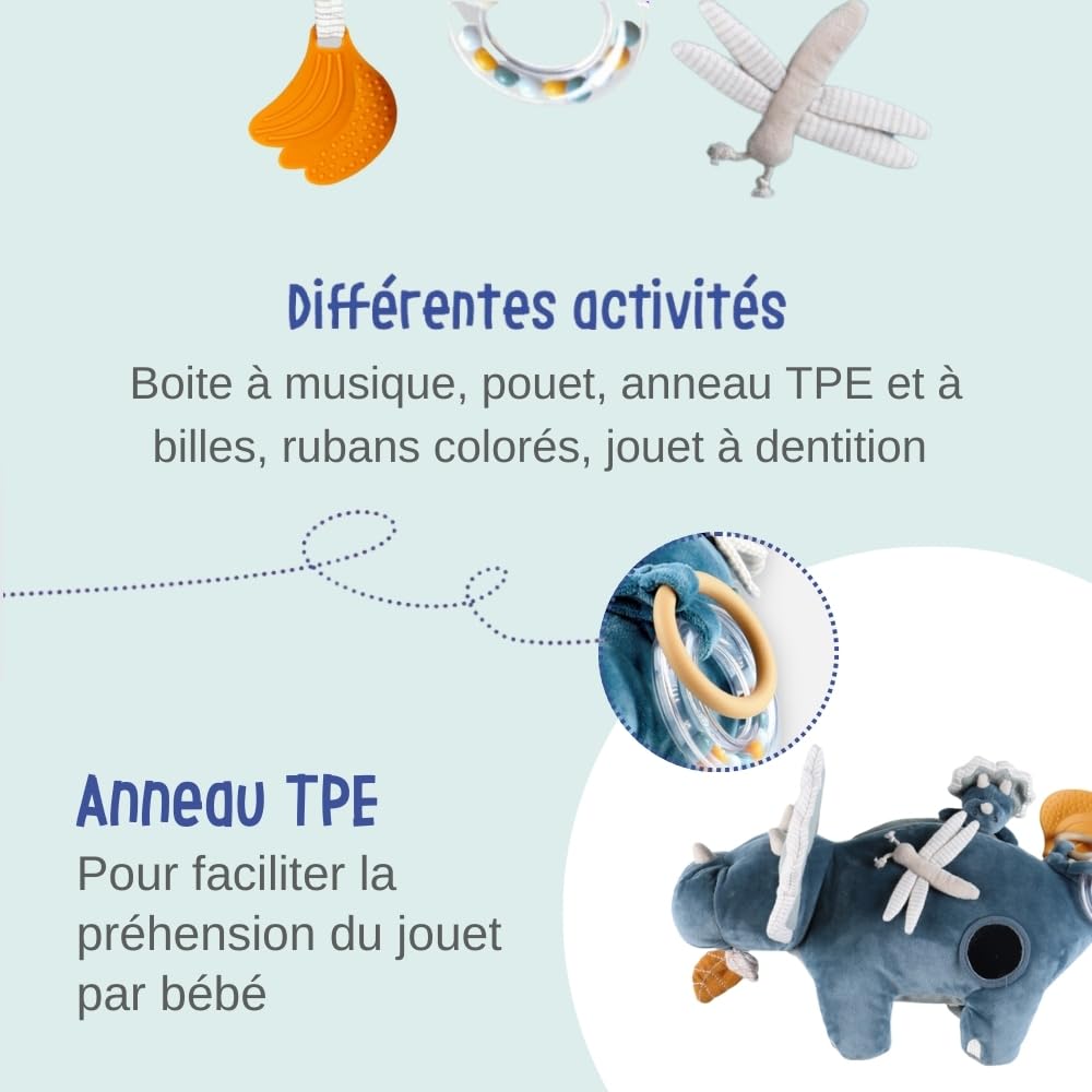 Noukie's - Peluche per Lo Sviluppo Ops - 40 cm - Veloudoux - Blu