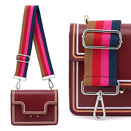 Image of Silvery Buckles Wide Shoulder Strap Adjustable Replacement Belt Crossbody Canvas Bag Handbag