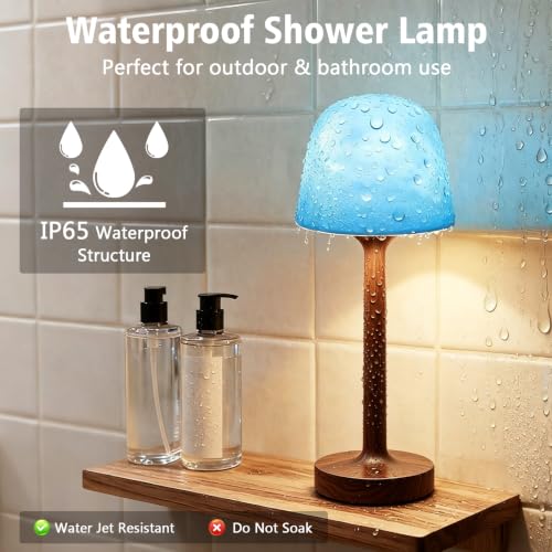 seenlast Waterproof Spa-Like Shower Lamp,16 Color Ocean Wave Projector Night Light for Inside Shower,Rechargeable Shower Light with Touch & Remote Control for Room Decor,Gifts for Women, Couples — view 5