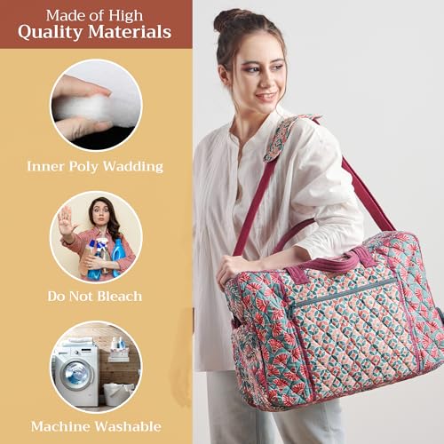 Maison d' Hermine Weekender Bags for Women Cotton Quilted Duffel Overnight Luggage Weekend Bag for Men Gym Sports Gifts Travel Business Travellers Family Trip (Bamako)3