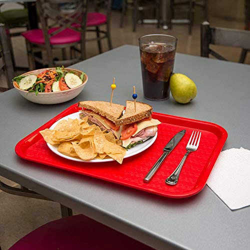Image of Serving Tray Platter Rectangular Shape Plastic Trays for Drink Breakfast Tea Dinner Coffee Salad Food for Dinning Table Home Kitchen 12x16 Inches Red