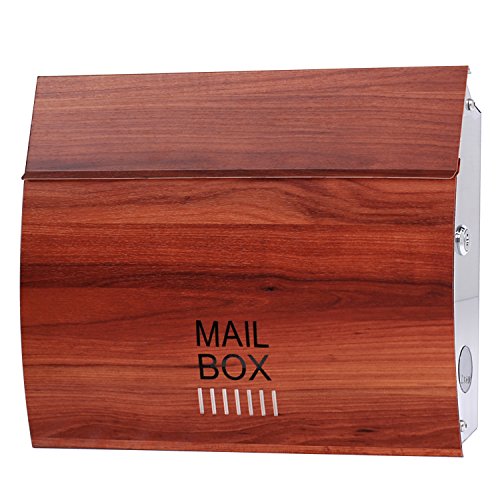 LEON (レオン) MB4801 郵便ポスト 壁掛けタイプ ステンレス製 鍵付き おしゃれ 大型 ポスト 郵便受け (マグネット付き) プラムウッド(ナチュラル)