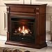 Duluth Forge Dual Fuel Ventless Gas Fireplace System with Mantle, Thermostat Control, 5 Fire Logs, Use with Natural Gas or Liquid Propane, 26000 BTU, Heats up to 1350 Sq. Ft., Auburn Cherry Finish