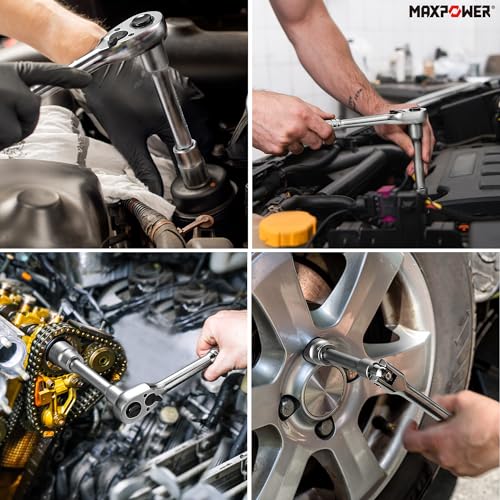 Image of MAXPOWER 1 /2 inch Drive Socket Wrench Set, 16-Piece, Including 13-Piece SAE Sockets, 1 /2 inch Drive Breaker Bar, 1 /2 inch Ratchet Wrench and Extension Bar