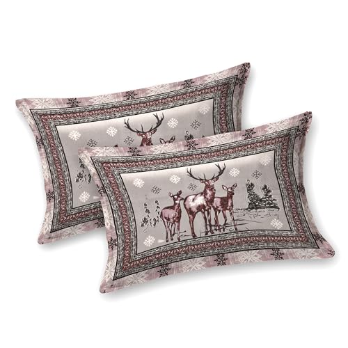 Image of 240 TC 100% Cotton Bedsheet for Double Bed King Size with 2 Pillow Covers | Breathable & Super Soft Rajasthani Sanganeri Jaipuri Printed Bed Sheet -108 * 108 Inches (Deer 1)