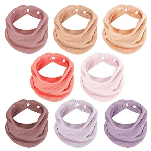 Image of VOMARHUG Muslin Baby Bibs,100% Cotton Muslin Drool Bandana Bibs,Soft Absorbent Bibs for Drooling,Adjustable Snap Solid Color
