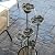XBrand 35" Tall Silver Metal Sculptural Flower Multi-Tier Freestanding Water Fountain for Indoor & Outdoor Use, Decorative Garden Patio Backyard Water Feature