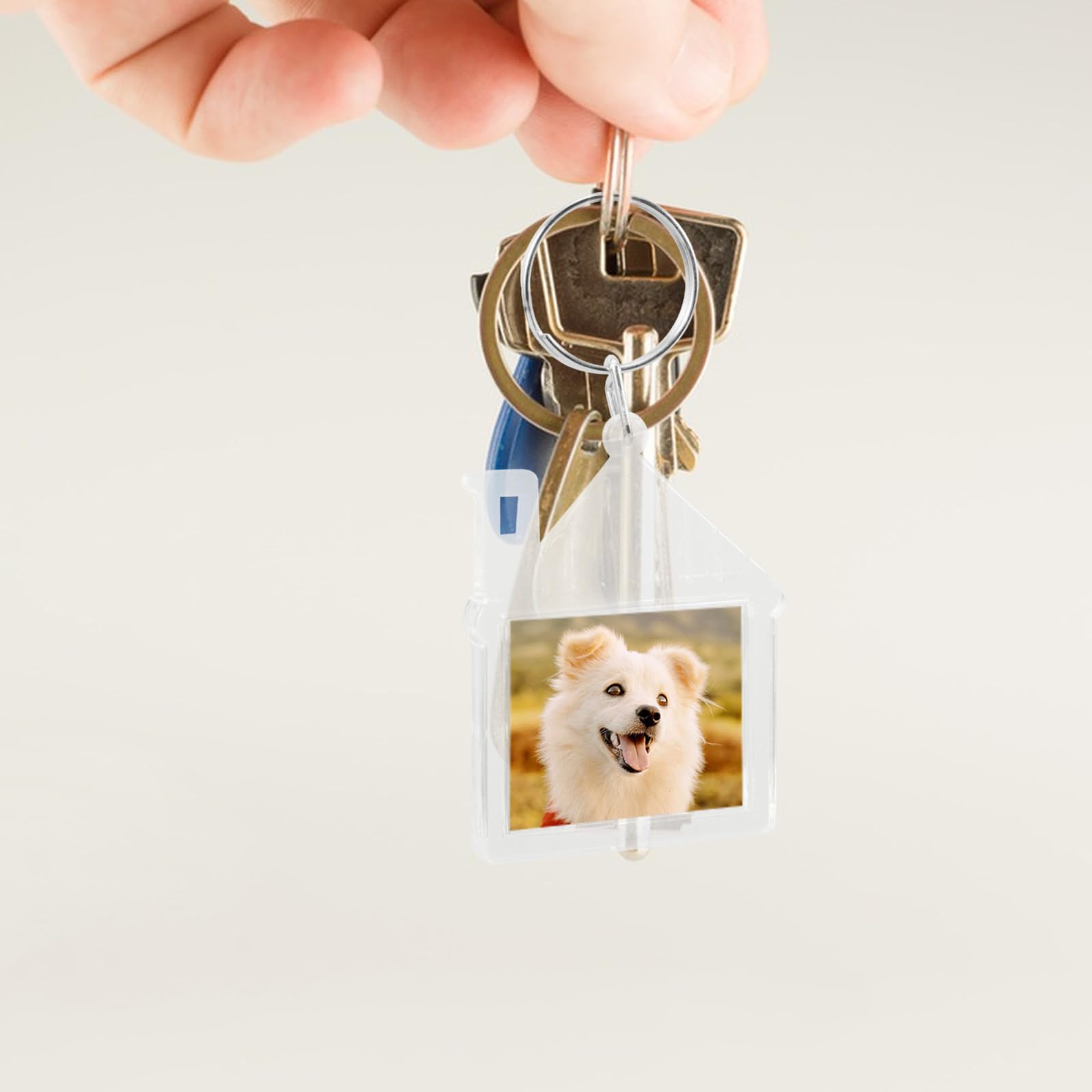GALPADA Portachiavi Leggero e Facile da Usare 100 Pezzi in Acrilico Trasparente Forma Casa, Portachiavi Personalizzato per Artigianato e Regali
