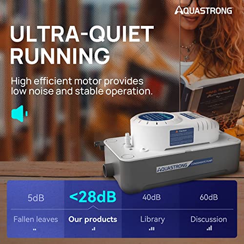 Image of Aquastrong HVAC Condensate Pump, 115V /230V, Automatic Safety Switch, AC Condensate Removal for Air Conditioner, Furnace, Dehumidifier, 3.3' Power Cord, Light Gray