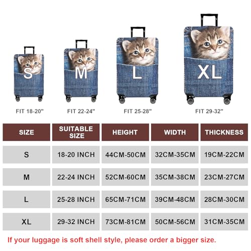 Image of WUJIAONIAO Travel Luggage Cover Baggage Suitcase Cover Protector Skins 18-32 Inch, Cat B, S (for 18--20 inch luggage), Fashion