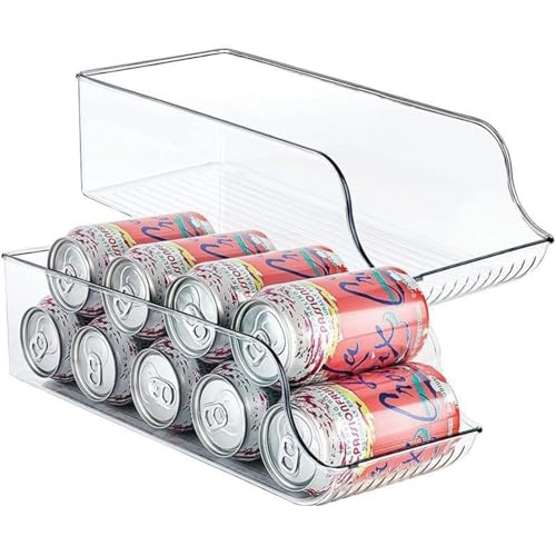 2-Pack Can Fridge Dispenser Organizer, Clear Plastic Storage Draw...