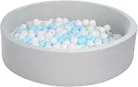 Piscina de bolas macia extra grande para crianças, piscina de espuma de 129,5 x 30 cm para bebês e crianças, bola redonda macia para crianças, crianças, piscina de espuma de memória interna, bola redonda sem bolas - cinza