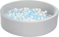 Piscina de bolas macia extra grande para crianças, piscina de espuma de 129,5 x 30 cm para bebês e crianças, bola redonda macia para crianças, crianças, piscina de espuma de memória interna, bola redonda sem bolas - cinza