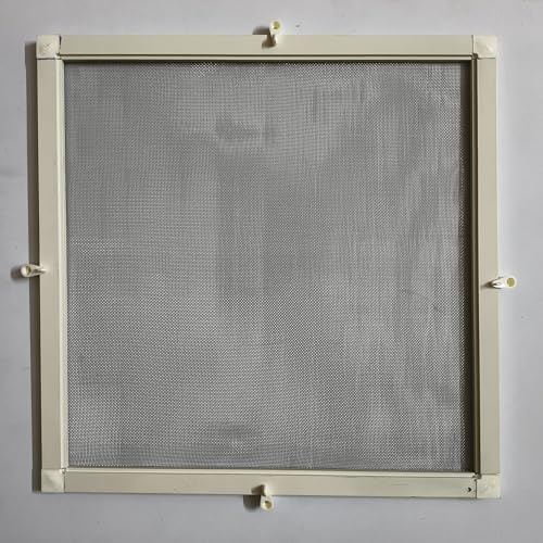 Image of Wall Exhaust Fan Cover|Aluminium Frame and SS mesh(Grade 304,Mosquito Net with Stopper and Screws|to Prevent from Mosquito's,Cocroach,Insects(Size -16 * 16 Inch) (Colour-Ivory)