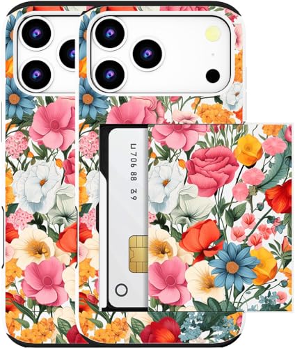MUQR for iPhone 17 Pro / 18 Pro Case (White Various Flowers)