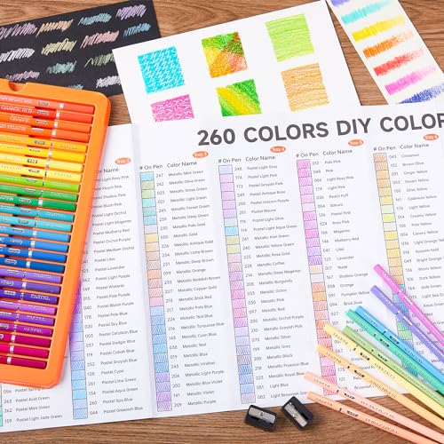Image of Shuttle Art Colouring Pencils Set, Colouring Pencils for Adults with 260 Vibrant Colours, Shatterproof Soft Wooden Pencils for Adults and Children in Tin Box, Colouring Pencils for Drawing, Painting