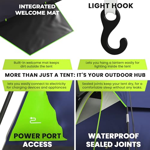 Ark Trek 6 Person Tents for Camping-Robust Family Camping Tent Cabin with Ground Sheet, Rainfly Cover, Powerport-Comfy Large Quick, Waterproof Pop up Camping Tent for Picnics Fishing Hiking M2 の商品画像 7