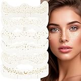 24 PCS Glitter Freckles, Temporary Glitter Freckles Face Tattoo, Long Lasting Waterproof Freckle Tattoo for Women, Festival, Carnival And Parties, Dancing Makeup（Gold）