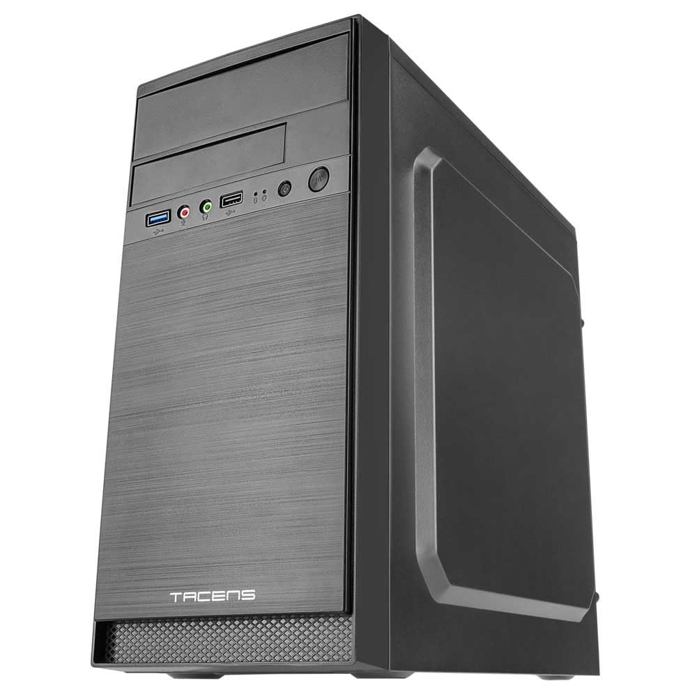 TACENS ANIMA AC4, Caja de Ordenador Minitorre MicroATX, Soporte de Ventilación, USB 3.0, Acabado Aluminio Pulido, Negro