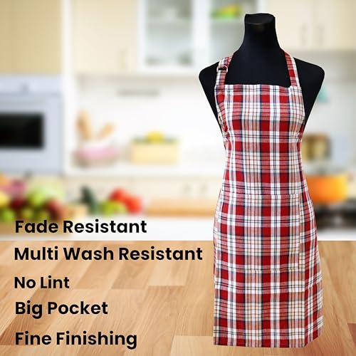 Image of Kitchen Apron for Women & Men | 100% Cotton | Cooking Apron with Big utility Pocket | Adjustable neck strap | Free Size | Kitchen Utensils Accessory
