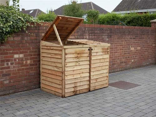 eDecks Wheelie Bin Store - Double - Pressure Treated Timber - Outdoor Wooden Bin Storage Unit for Two Wheelie Bins - Weather‑Resistant, Tidy Garden, Patio & Driveway Bin Enclosure