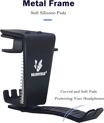 Miniatura 6 de Soporte de gancho para auriculares, soporte para auriculares para escritorio, abrazadera de auriculares debajo del escritorio con abrazadera de