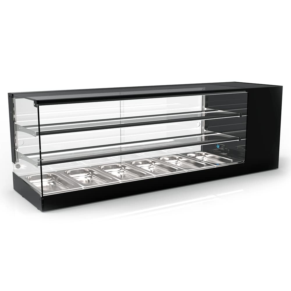 Vetrina tapas Logic WORLDMAI x SAYL, 132 x 38 cm, 3 livelli e 6 vaschette GN 1/3 per ristorazione. Vetrina refrigerata professionale da banco con LED, per bar e ristoranti.