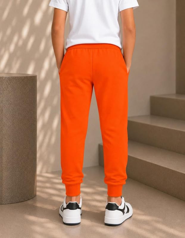 Image of Nusyl Solid Cotton Track Pants for Boys | Premium Soft Flow Joggers | Comfortable Relaxed Fit with Ribbed Cuffs | 2-16 Years | Multiple Colors