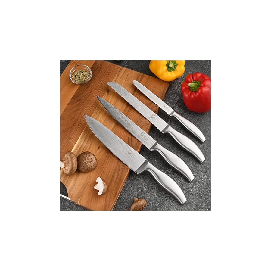 CuCut Knife Set, 16 Piece Knife Set with Block, German Stainless Steel Hollow Handle Kitchen Knives, Include Kitchen Accessories