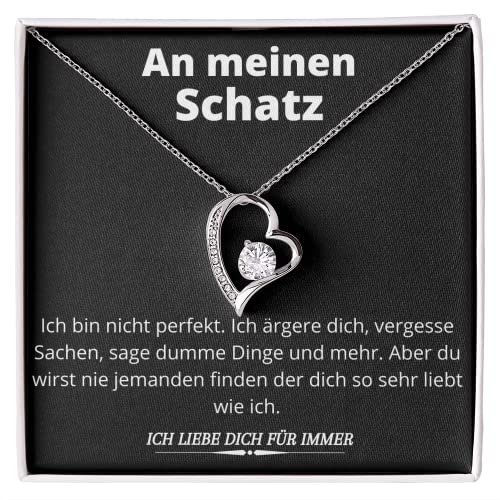 Ahnona An Meinen Schatz Haltzkette Edle Halskette für Damen 14 Karat Weißgold Beschichtet, Muttertag, Jahrestag, Geburtstag Geschenk (Herz Silber)