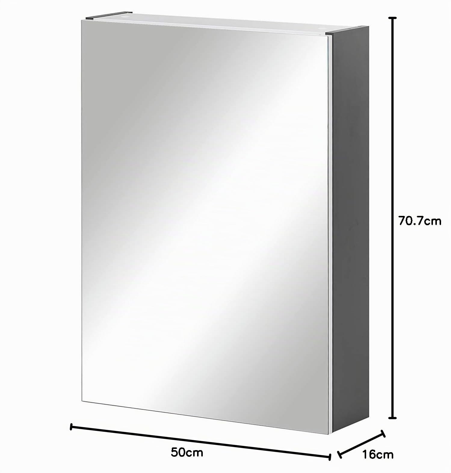 Schildmeyer Spiegelschrank 146428 Basic, anthrazit, 50 x 70,7 x 16 cm