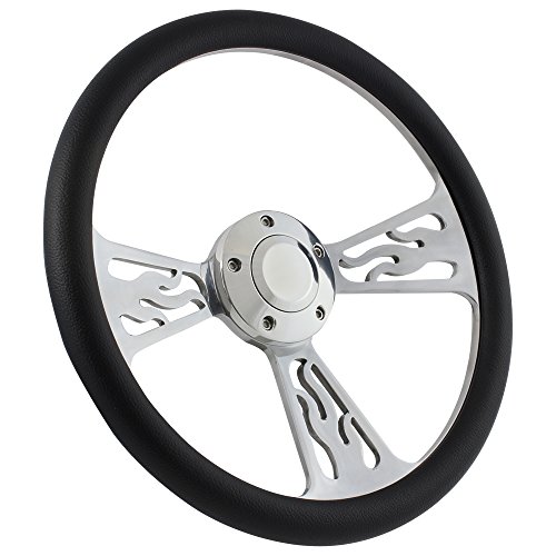 Flame Steering Wheel 14 Inch Aluminum with Black Wrap and Chevy Installation Adapter
