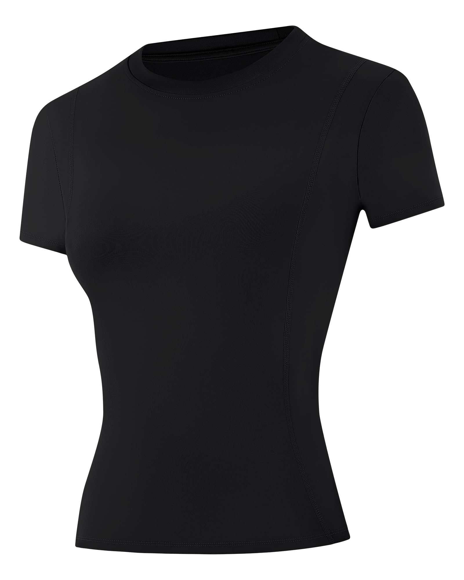 Runhit Kompressionsshirt Damen Kurzarm, Sportshirt mit Klassischem Schulter-Schnitt, Atmungsaktives Funktionsshirt Schnell trocknend, Sport T-Shirt für Fitness Gym Laufen Yoga