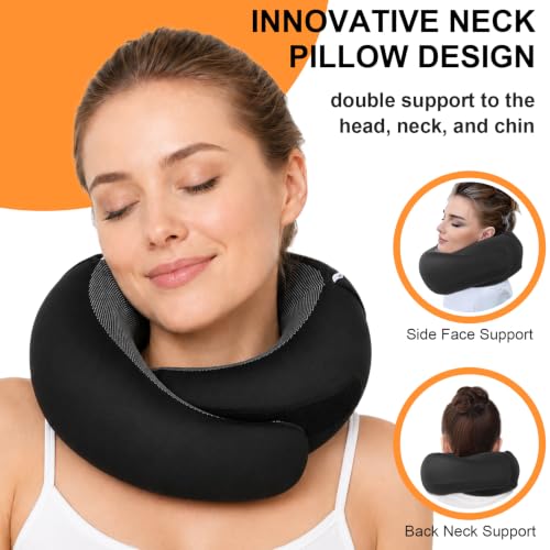 Image of Travel Pillow - Hooded Neck Pillow Airplane Memory Foam Filling