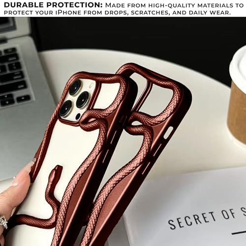 Image of Kraptick Slim iPhone 16 Pro Case - Electroplated Thermoplastic Mobile Cover with Hollow Snake Design Phone Case Lightweight, Durable & Stylish Fit for iPhone 16 Pro -(Red)
