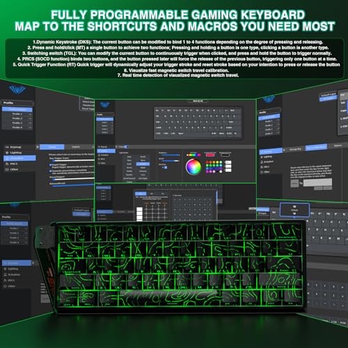 Image of Aula WIN60 HE - 60% Mechanical Gaming Keyboard Wired, Hall Effect Magnetic Switch Hot Swappable, Adjustable Actuation RT Mode, 8000 Hz Polling Rate, RGB Keyboard 60 Percent Compact Design for PC