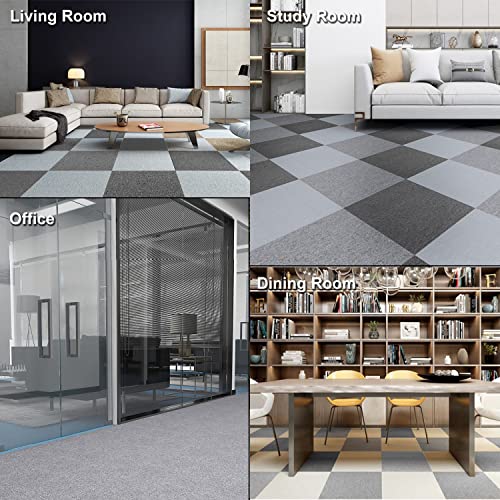 uyoyous 20 Pack Commercial Carpet Tiles, 20'' x 20'' Reusable Carpet Squares with Stickers, 53.8 Sq Ft PVC Backed Carpet Floor Tiles for Home Office, Gray by uyoyous - Image 4