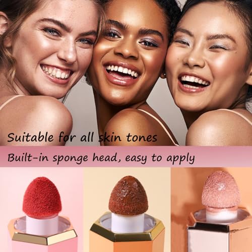 3PCS Liquid Highlighter Contour Blush Sticks - Langanhaltende Wasserdichte Rouge Makeup, Natürlich Gesichts Konturierungs Stift mit Sponge Tip - Buildable Contouring Bronzer