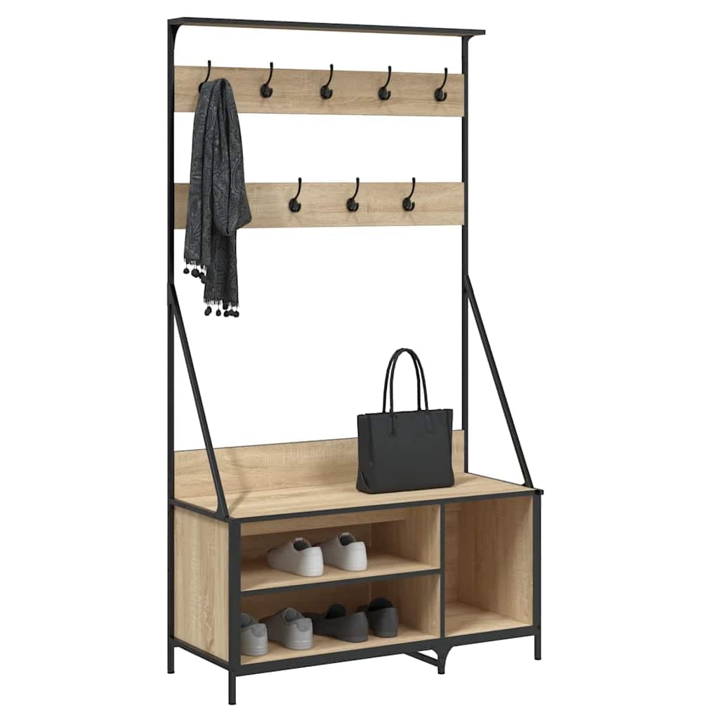 Appendiabiti con scarpiera, rovere Sonoma, 100 x 41 x 184 cm
