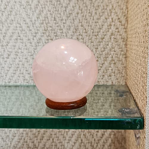 Image of Rose Quartz Crystal Sphere Ball 100-150 Gm for Spiritual Gifting & Home Decor | Gemstone Showpiece Figurine for Feng Shui, Vastu & Reiki Meditation | Natural Healing Crystal Stone for Love & Peace