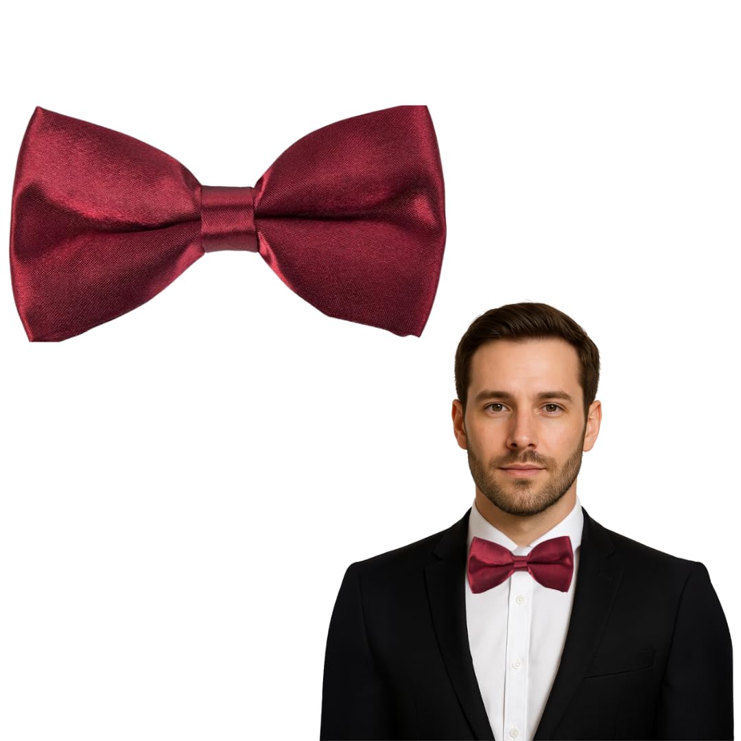 The Tie Company Men's Maroon The Tie Co™ Adjustable Clip On Bow Ties, Clip On Pre-Tied Bow Tie For Wedding Party (Maroon)