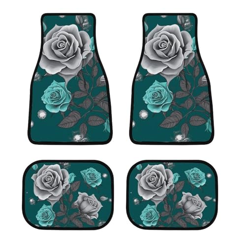 Tapis de voiture universels lot de 4 antidérapants pour SUV et berline - Gris et rose