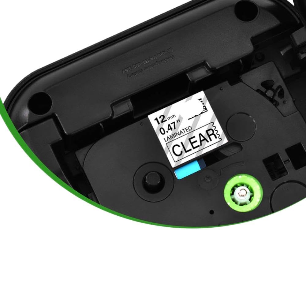 Ruban d'étiquettes Noir sur Transparent, 5 pièces, Ruban laminé de 12mm, Compatible avec l'imprimante PT-1000 Compatible avec TZ131 TZe-131
