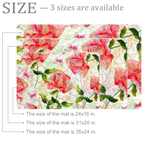 Paillasson roses et papillons antidérapant rectangulaire 80x50 cm
