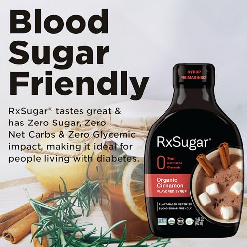 RxSugar Organic Cinnamon Syrup 2-Pack | Allulose sweetener | Diabetes-Safe Natural Sugar | Keto Certified | Non-GMO Project Verified | Gluten-Free Certified